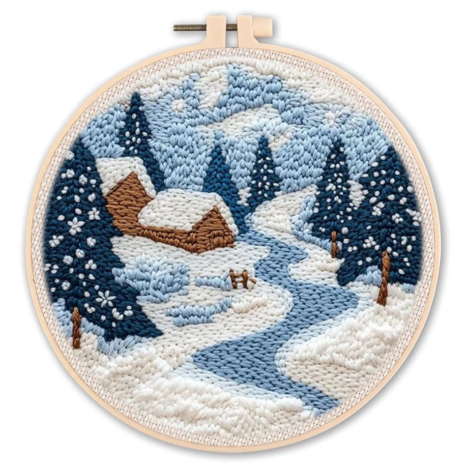 CHENISTORY Diy Punch Needle Embroidery Starter Kits For Beginner Cartoon Cute Animals Poking Embroidery Yarn Painting Arts
