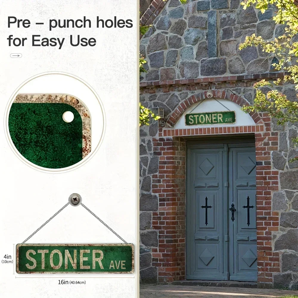 Vintage Country Retro Stoner Avenue Street Sign - 4''x16''/10cm*40cm - Great for Room, Home and Wall Decoration
