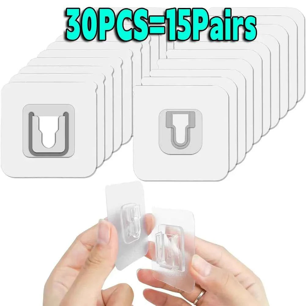 Double-Sided Adhesive Wall Hooks Hanger Strong Transparent Suction Cup Sucker Hooks Kitchen Bathroom Storage Plug Socket Holders