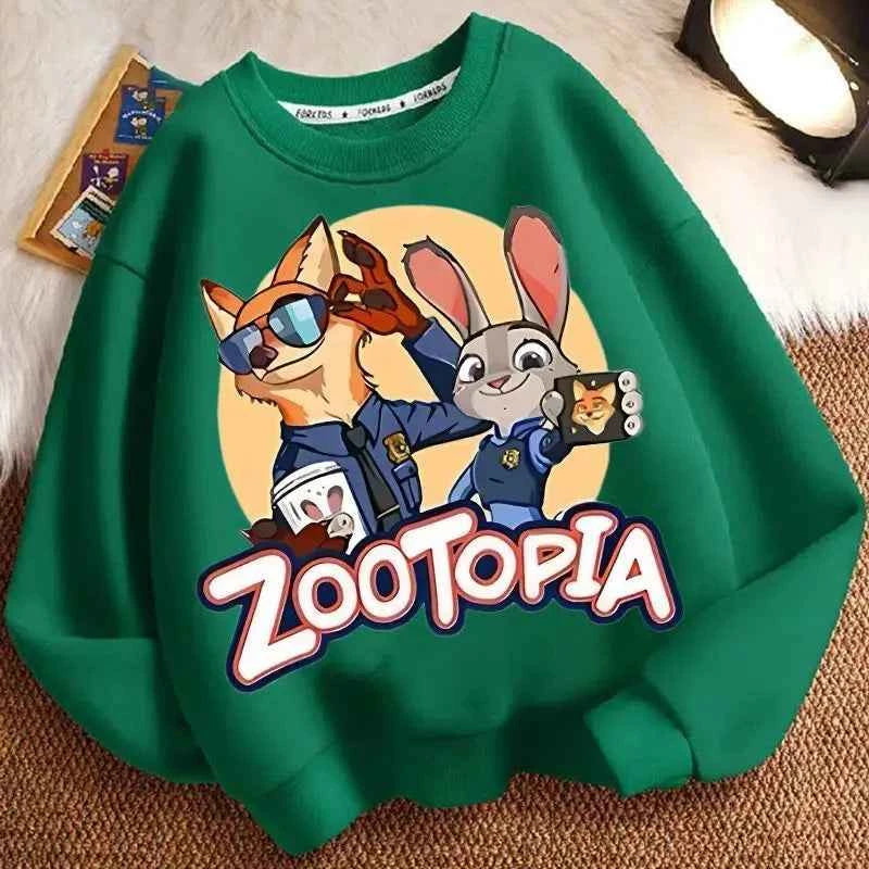 Spring Kid Boy Clothes Children Girls Disney Zootopia 2 Judy Hopps Nick Wilde Print Sweatshirt Top Baby Cartoon Pullover