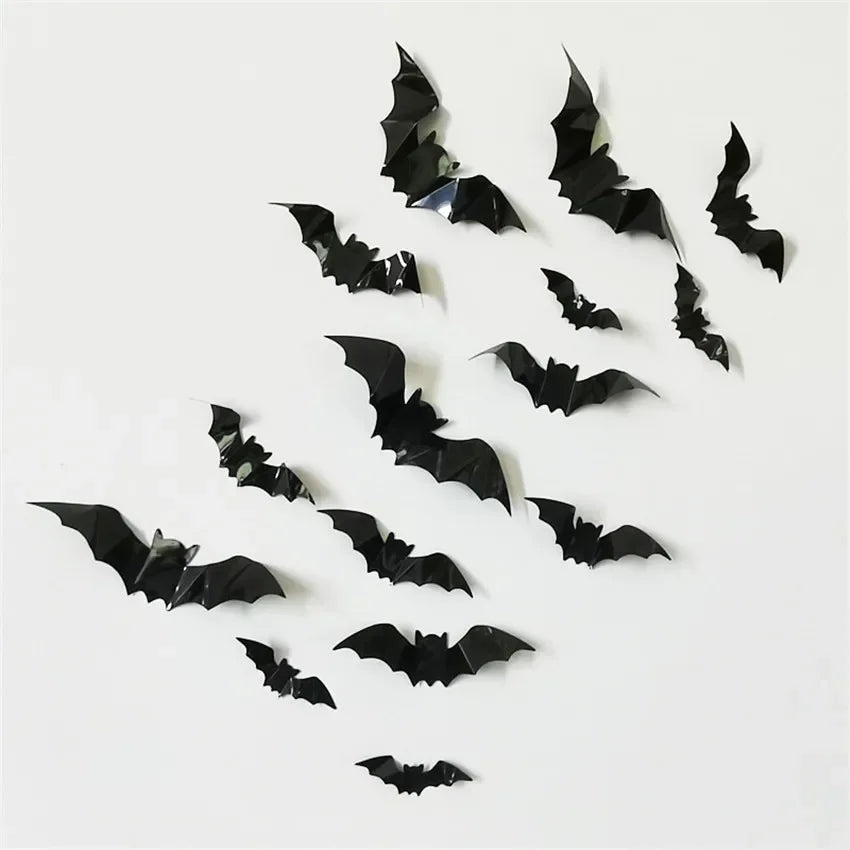 Halloween 3D Black Bat Wall Stickers – Removable Spooky Wall Decor