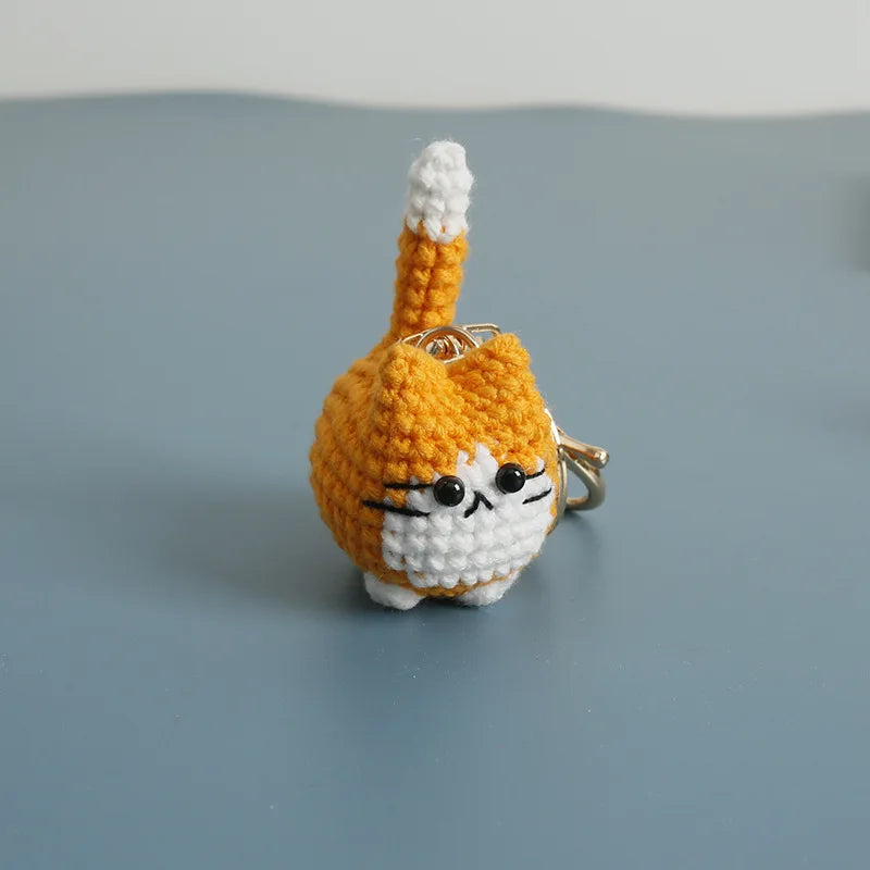 Cute Crochet Kitten Keychain Smiling Cat Bag Charm
