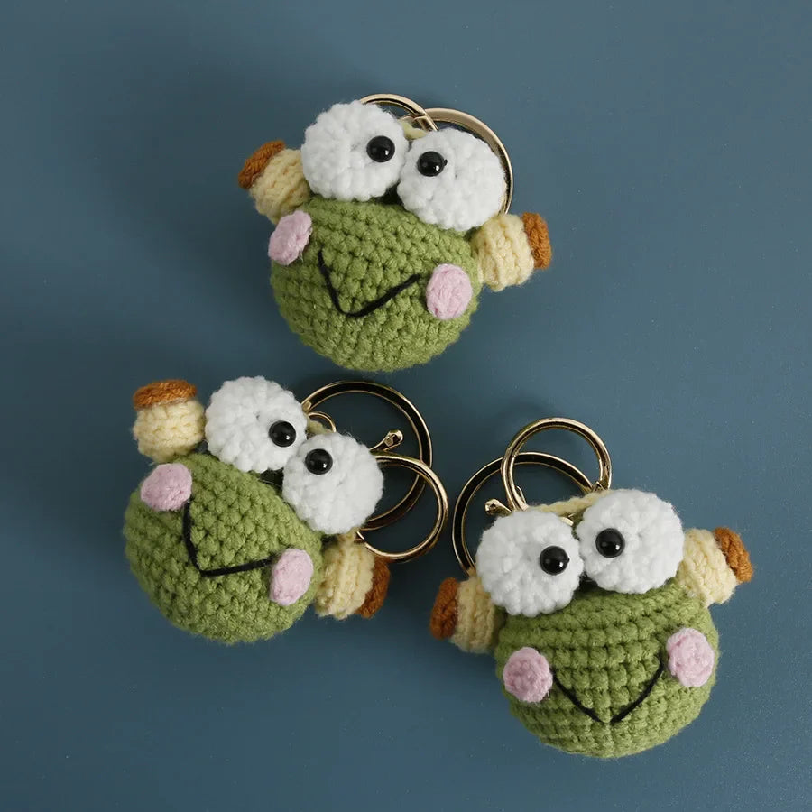 Cute Frog Crochet Keychain Funny Frog Bag Charm