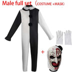 Terrifierr Cosplay Costume 1 Set Female Or Male Horror Carnival Party Skin-Tight Killer Clowns Jumpsuit for Halloween Costume
