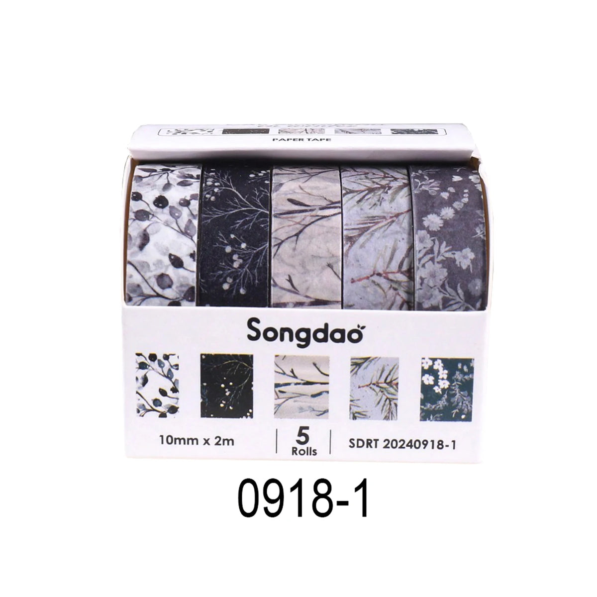 5 Rolls of Boxed Romantic Flower Handbook Tape, Cute DIY Fresh Decorative Washi Tape for Students, a Must-Have Gift for Students