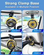 Hipacool Car Cooling Clamp Fan 2000mAh USB Rechargeable Fan Burshless Cooler 900° Rotatable Portable Cooling Tool Car Electronic
