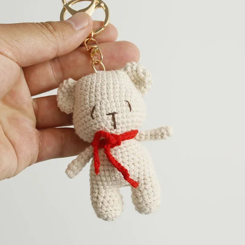 Cute Couple Bear Crochet Keychain Animal Bag Charm