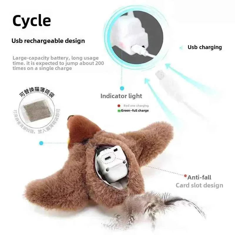 Interactive Electric Bird Cat Toy with Catnip for Indoor Play