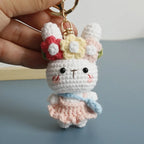 Cute Mushroom Rabbit Crochet Keychain Bunny Bag Charm