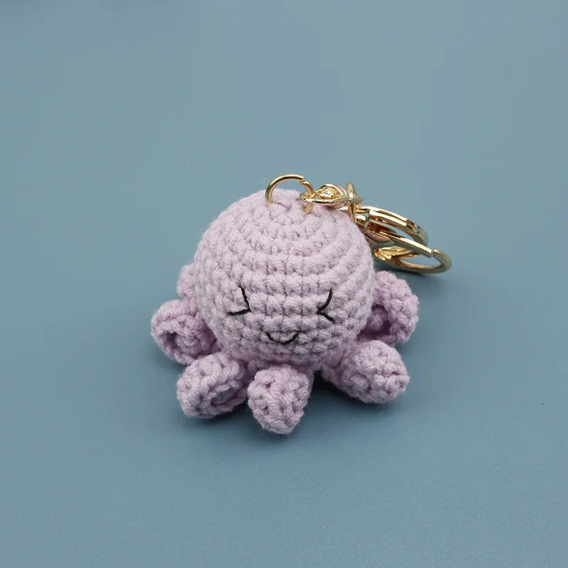Ocean Series Animal Doll Crochet Keychain Handmaking Knitted Tropical Fish Keyrings Crochet Shark Doll Keychain Custom Accessory