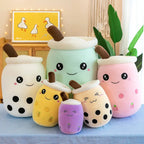 Cute Stuffed Boba Plush Bubble Tea Real-life Bubo Food Milk Cup Plushie Pillow Soft Kawaii Plush Toys Gifts for Kids Adult 24CM
