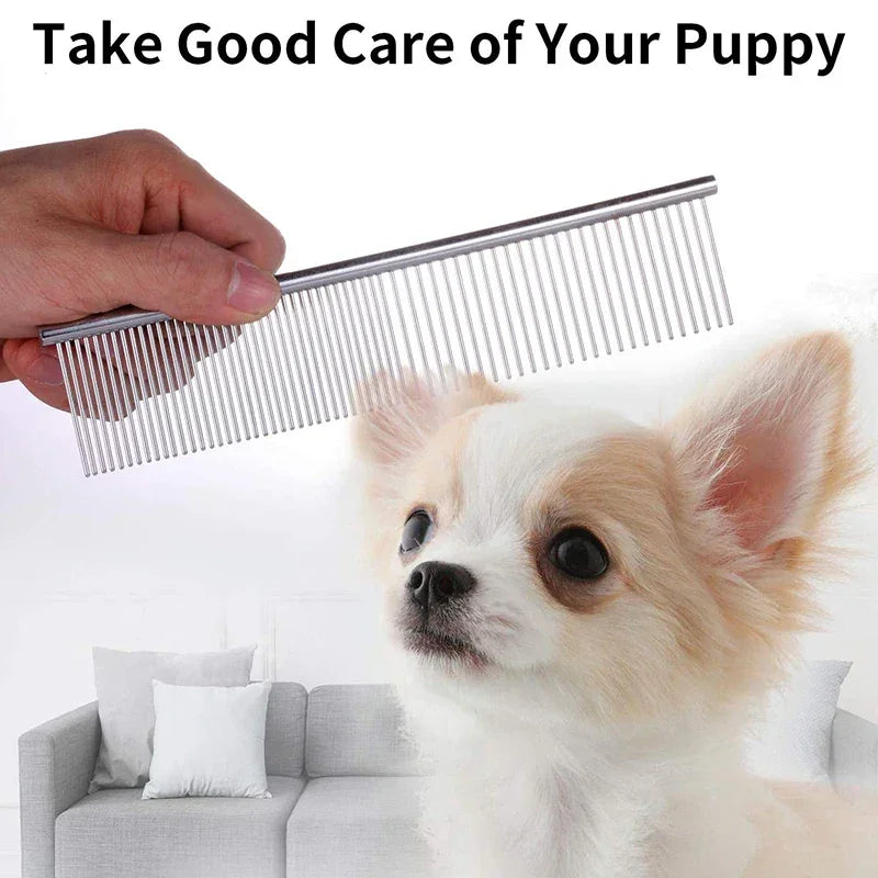 Pet Dematting Comb Stainless Steel Pet Grooming Comb for Dogs and Cats Gently Removes Loose Undercoat Flea Comb Pretty&Better - WTN Essentials 