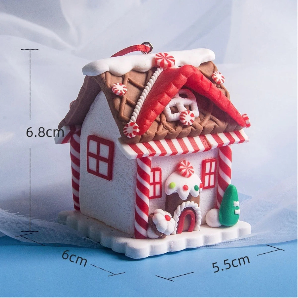 5pcs House Ornaments Holiday Christmas Tree Ornament Set Gingerbread Christmas Decor with Rope Gingerbread House Decor