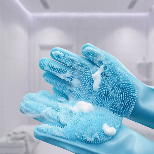 Pet Grooming Cleaning Gloves Dog Cat Bathing Shampoo Glove Scrubber Magic Dishwashing Cleanner Sponge Silicon Hair Removal Glove - WTN Essentials 