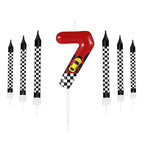 7pcs Red Racing Cars Themed Birthday for Cake Candles, Number 0 1 2 3 4 5 6 7 8 9 10 Candle Birthday Cake Topper