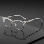 Vintage Cross Carving Glasses Men Women Luxury Half Frame Anti Blue Light Eyeglasses Retro Square Computer Eyewear