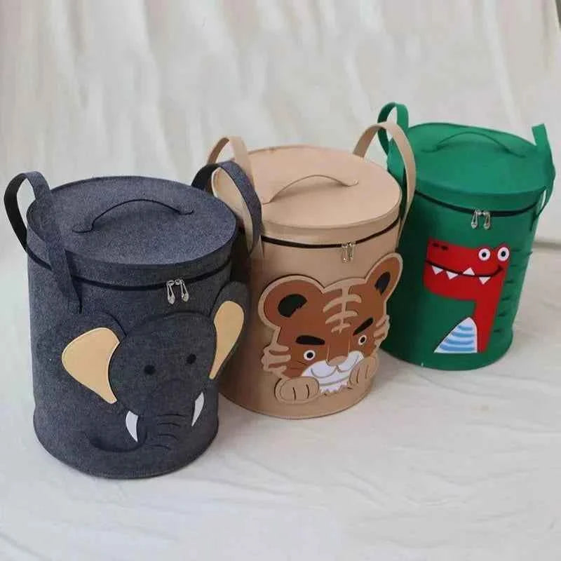 Cartoon Animal Storage Baskets Large Capacity Foldable Toy Organizer Bin with Lid for Kids Room Home Nursery Organization