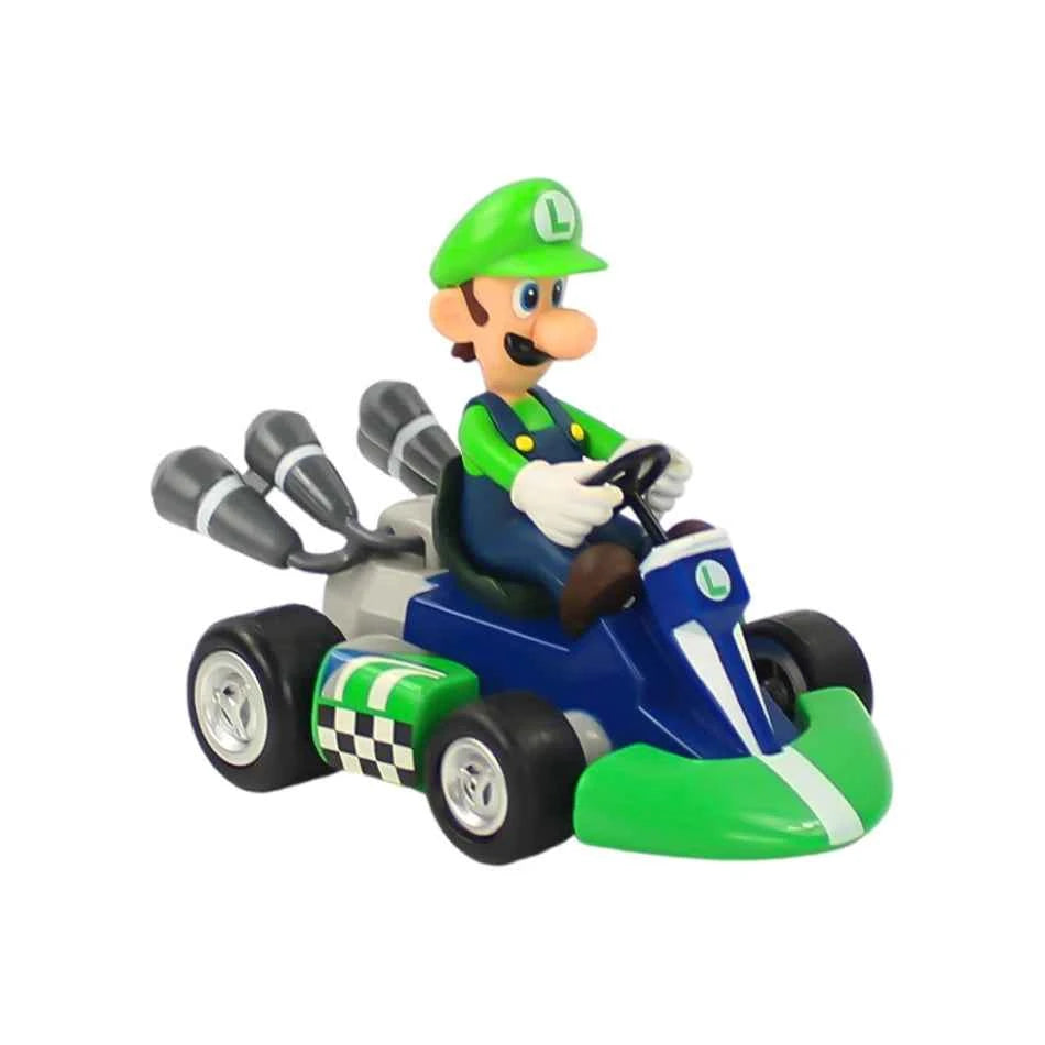 12cm 7pcs Anime Mario Power Car Mario Kart Cartoon Action Figure Cute PVC Model Desktop Ornaments Children's Toys Holiday Gifts