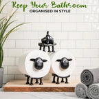 1/3PCS Funny Sheep Toilet Paper Holder – 3D Printed Black Loo Roll Stand, Freestanding Bathroom Storage Rack & Humorous Home Decor Gift