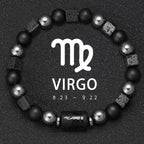 12 Constellation Zodiac Bracele Signs Beads Couples Bracelet Square Volcanic Stone Elastic Charm Bracelet for Women Men Gift