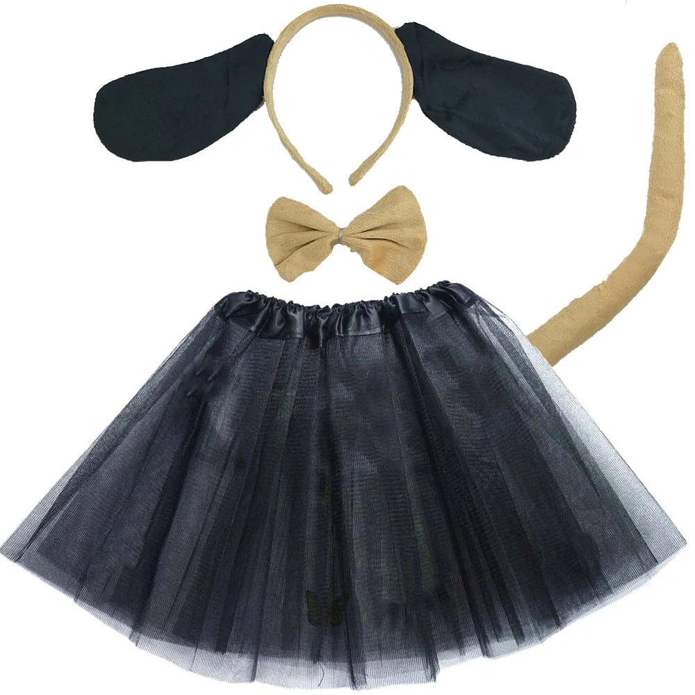 Animals  Children  Headband Tutu Skirt Tail Bow Kids  Girl Party Props Elephant Tiger Fox     Halloween Costume Cosplay