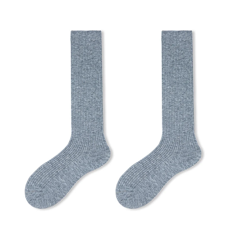100% Merino Wool Ladies Stockings Fashion Solid Color Knitted Pile Socks Fashion Padded Warm Leggings Women's New 2025