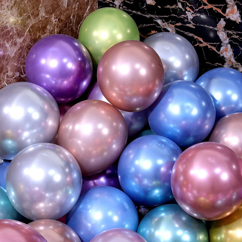 10- 100 pieces metal balloon Gold Silver Chrome Ballon Wedding Decoration white black Macaron Birthday Party Supplies 10 12 inch