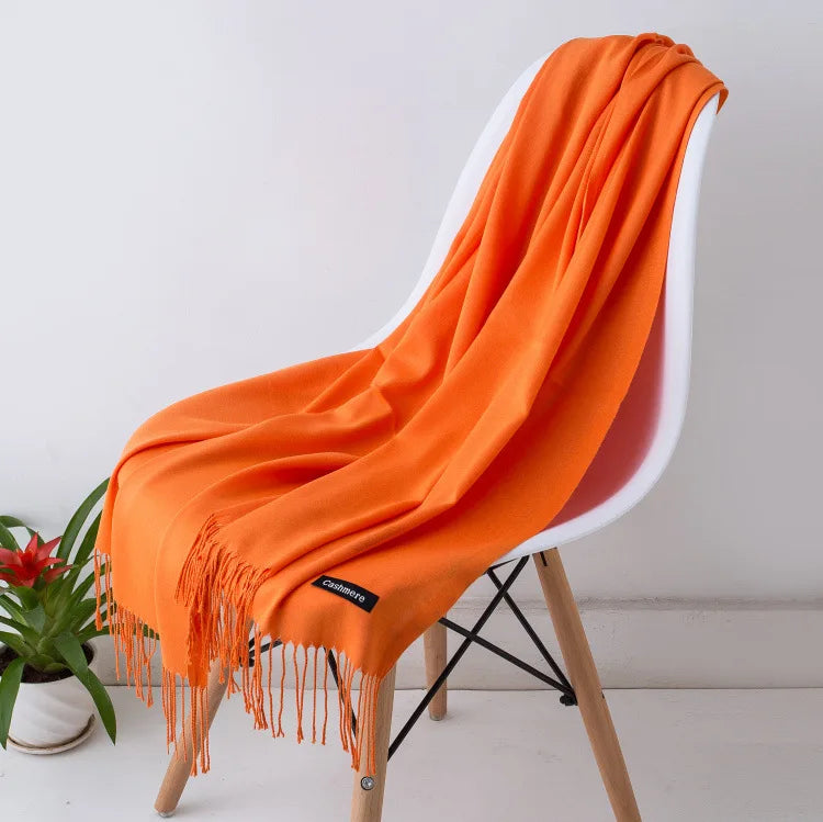 Women's Pashmina Scarf Shawls Soft Cashmere feeling Headscarf Travel Office Winter  Warm Hijabs Solid Lady Wraps Female Bandana