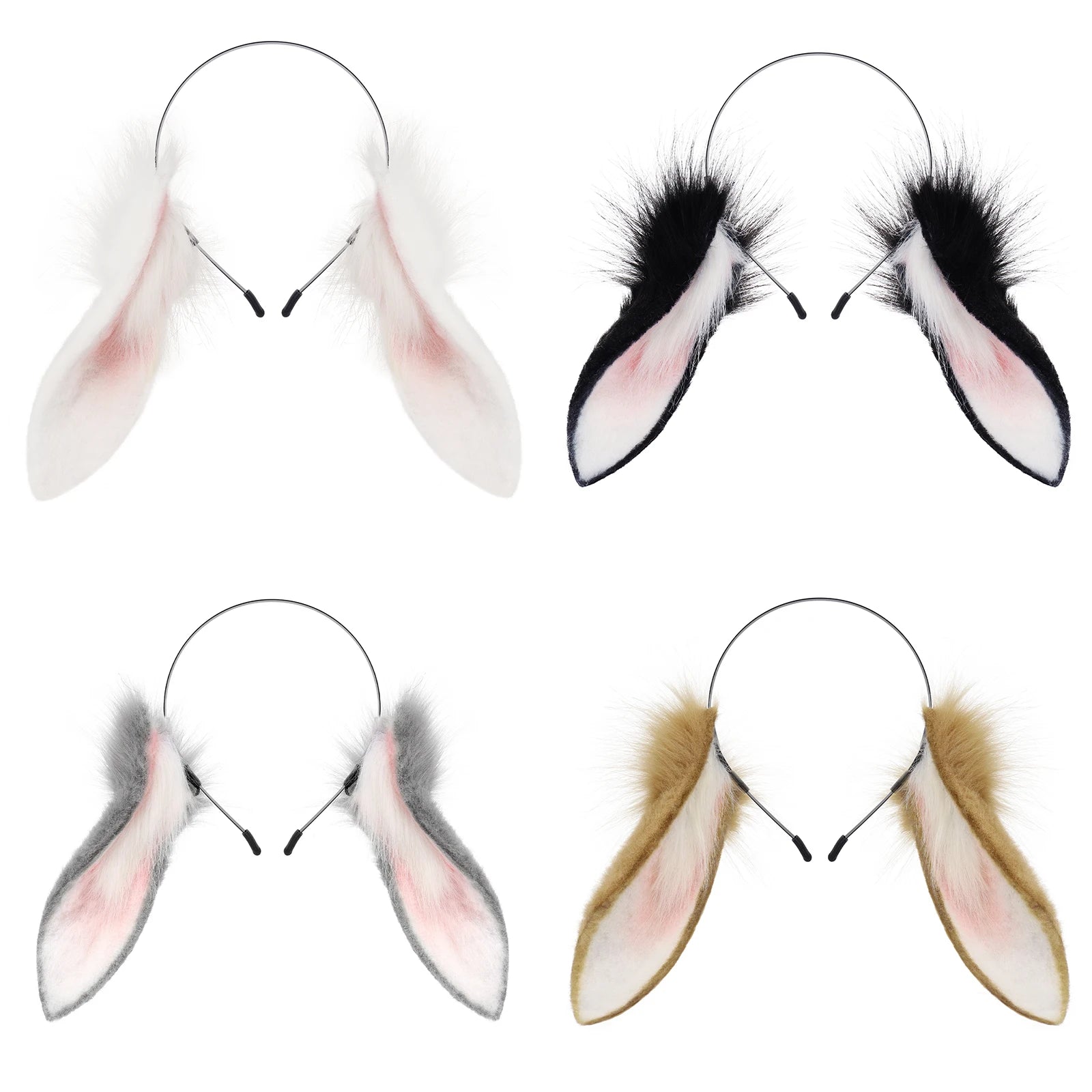 Animal Rabbit Ears Headband Faux Fur Bunny Headwear Plush Hairband Party Cosplay Costume Accessories