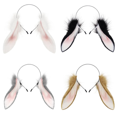 Animal Rabbit Ears Headband Faux Fur Bunny Headwear Plush Hairband Party Cosplay Costume Accessories