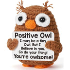 Funny Crochet Positive Inspirational Emotional Support Owl Doll Home Room Decoration Handmade Knitted Owl Desktop Ornament Gift