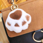 Cat Paw Pendant Keychain Couple Keychain Fluffy Faux Fur Keychain Charm Cute Soft Plush Toy Key Ring Backpack Car Key Pendant