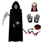 Kids Grim Reaper Costume with Glowing Red Eyes – Halloween Scary Outfit