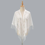 Tassel Patchwork V-Neck Cardigans Women Wedding Accessories Shawl Hollow Multicolored Evening Prom Cape Tulle Shawl Party