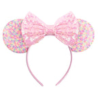 New Christmas Halloween Mouse Ears Headband Cartoon Sequin Bows Headband Birthday Party Princess Cosplay Costume For Women Adult