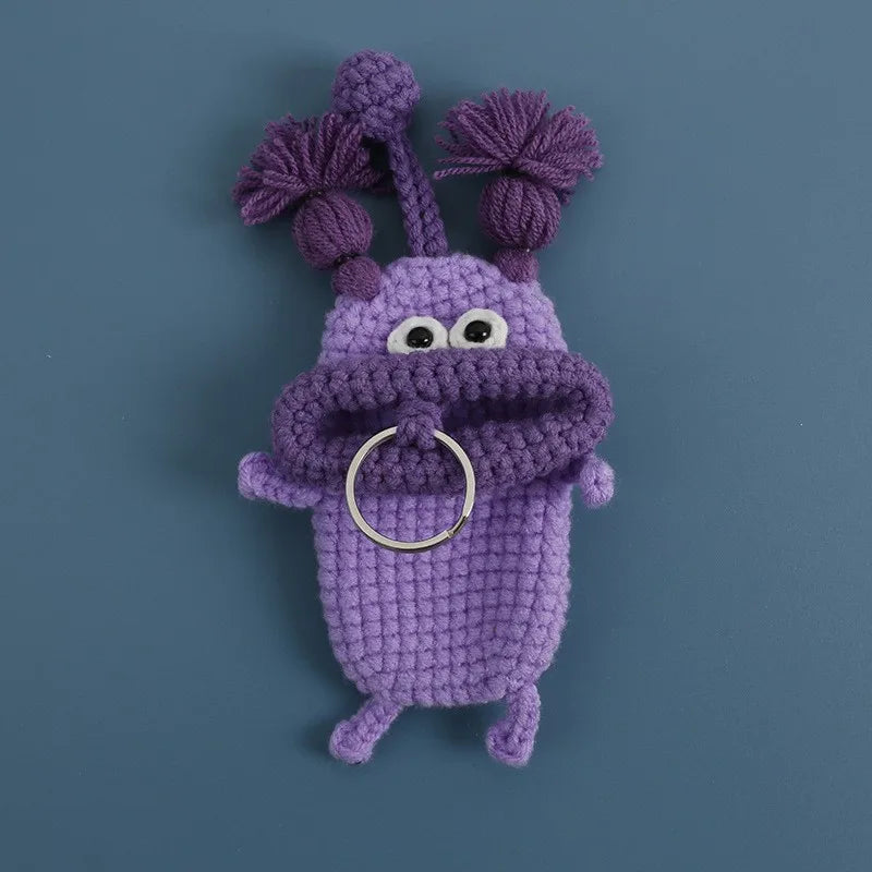 Funny Fruit Sausage Mouth Crochet Keychain Key Holder