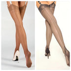 8 Denier Solid Back Seam Women Luxury Polyamide 80% Thigh High Stockings Elegant Sexy Ultra-thin Retro Nylon Suspender Stockings