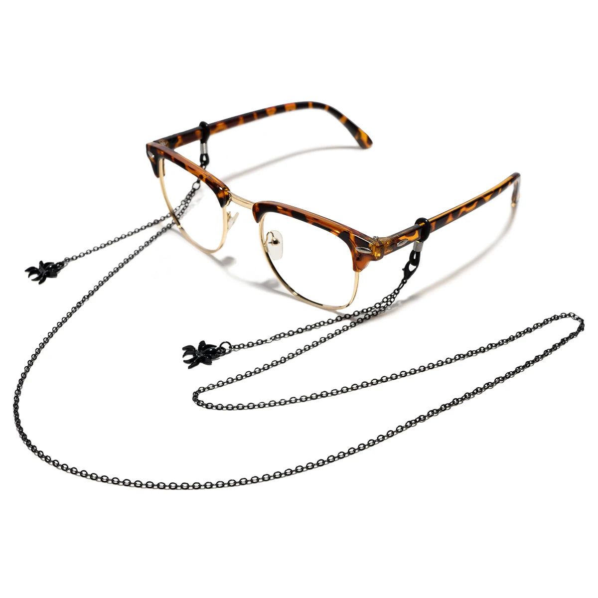 Retro black spider glasses chain men's and women's fashionable glasses holder glasses accessories, suitable for costume parties