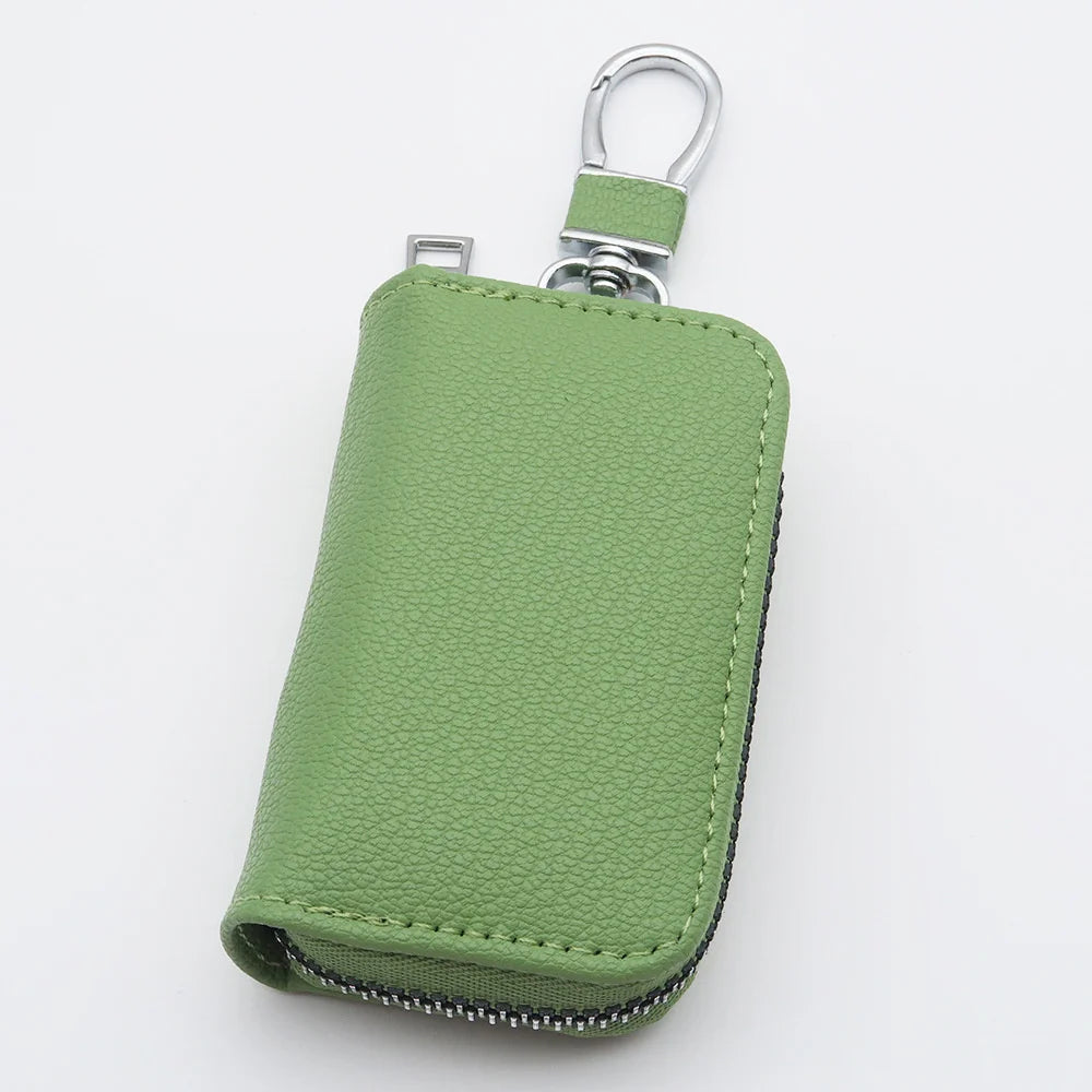 Men Key Holder Housekeeper PU Leather Car Key Wallet Keys Organizer Women Keychain Cover Zipper Key Case Bag Unisex Pouch Purse