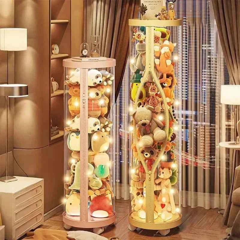 Transparent Doll Storage Box Plush Toy Organization Toy Storage Tube DIY Zipper Bins Kid Christmas Gift Children's Toy Organizer