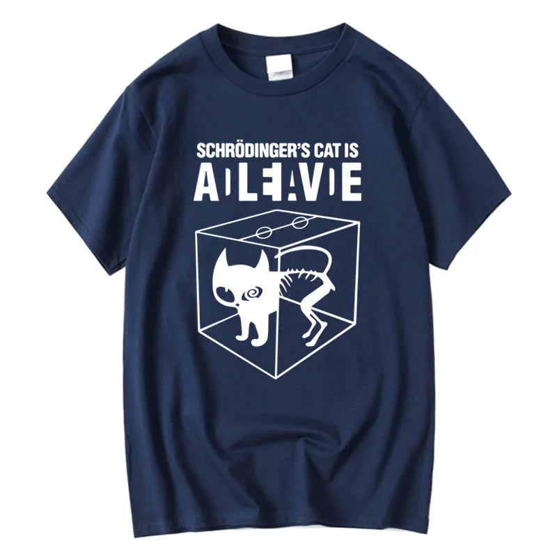 Men's T-shirt Top Quality Cotton Blend Schrodinger's Cat Print Short Sleeve Men T Shirt Casual The Big Bang Theory Mens Tshirt