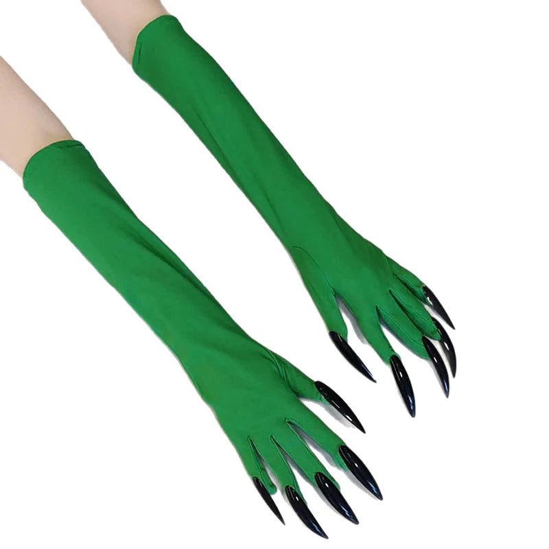 43cm Women Scary Claw Long Nail Elastic Mittens Halloween Black Devil's Ghost Claws Gloves Party Cosplay Performance Costume