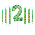 7pcs Green My World Candle Birthday Party Pixel Theme Birthday Party Video Game Party Decoration 0-9 Cake Top Digital Candles
