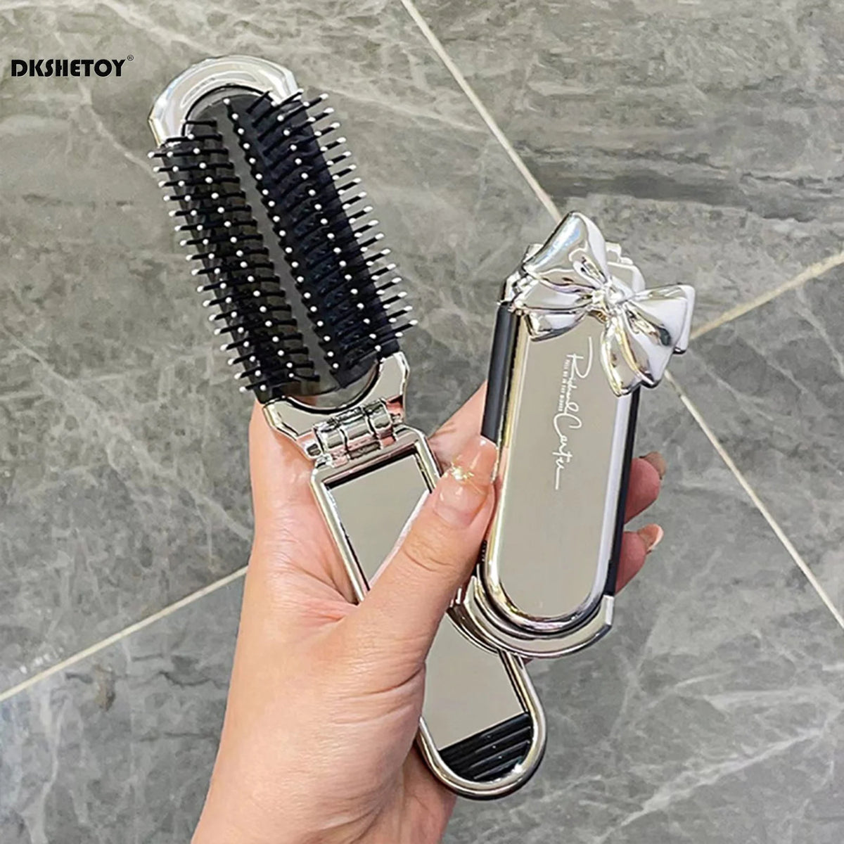 Folding Mini Hair Combs with Mirror For Travel hair styling tools Cartoon Hairbrush Head Massage Anti-Static Brushes mirrors