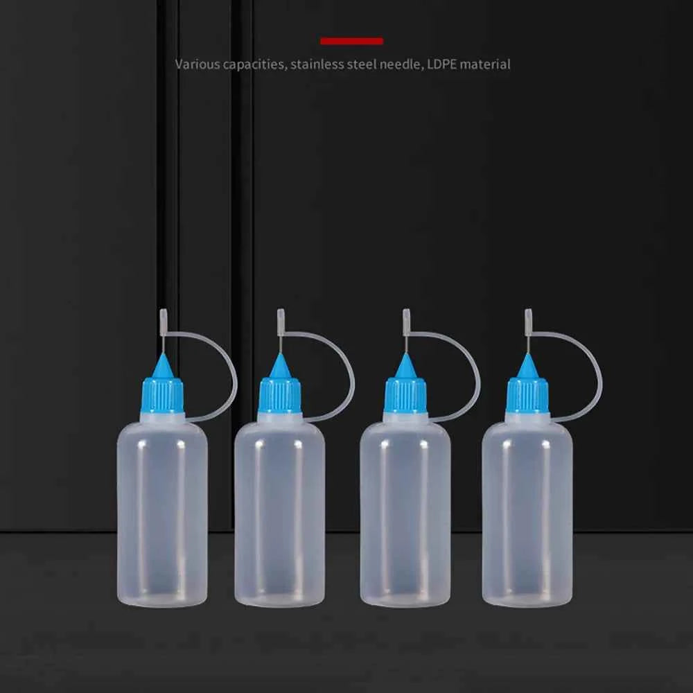 5ml 10ml 20ml 30ml 100ml 120ml PE Plastic Squeezable Tip Applicator Bottle Refillable Dropper with Needle Tip Caps Oil Bottles