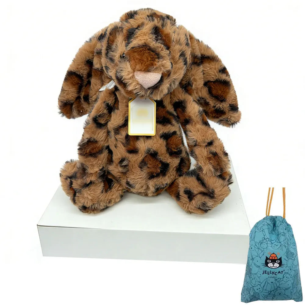 Latest JC Bonnie Rabbit Leopard Print Plush Toy with Tag, Soft Flower Ears, Cartoon Rabbit Doll, Birthday Gift, Home Decor