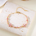 Sweet Cute Red Strawberry Cherry Heart Pearl Charm Bracelet New Fashion Y2K Fruit Gold Color Chain Jewelry Party Gifts 2025