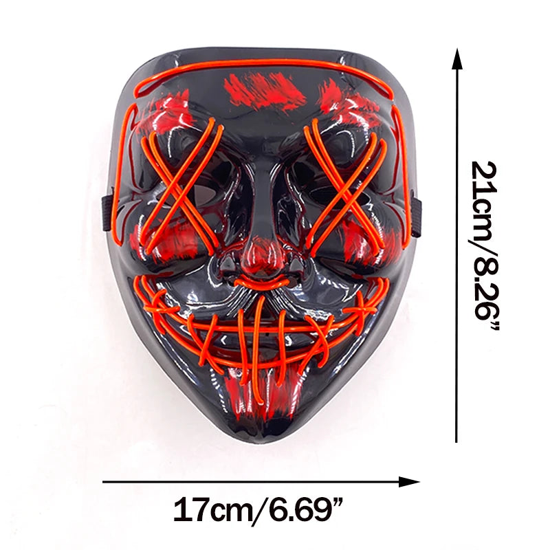 Wireless Neon LED Purge Mask – Glowing Halloween Cosplay Mask