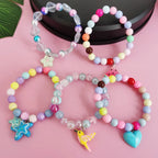 5Pcs/Set Children Cute Unicorn Cartoon Heart Star Bracelet For Kids Girls Elastic Candy Beads Bracelets Lovely Jewelry