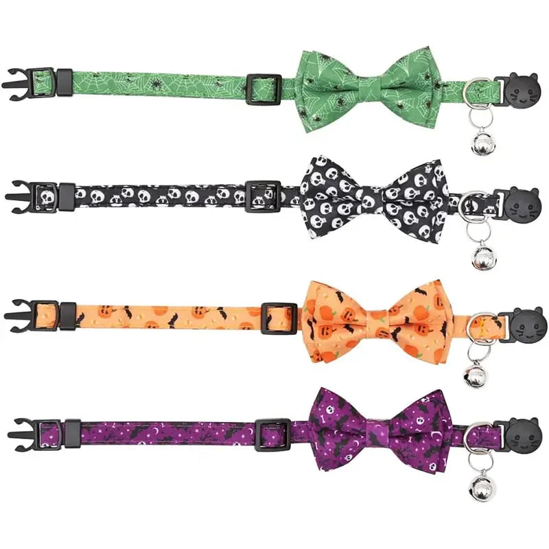 Adjustable Cat Bow Tie Collar – Festive Halloween Design